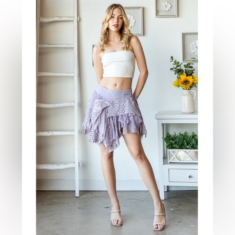 Oli & Hali Lavender Lace Mini Skirt